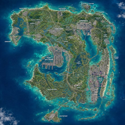 official image of GTA 6's map is almost as big as Rockstar's last 3 games combined, contains 'an ord