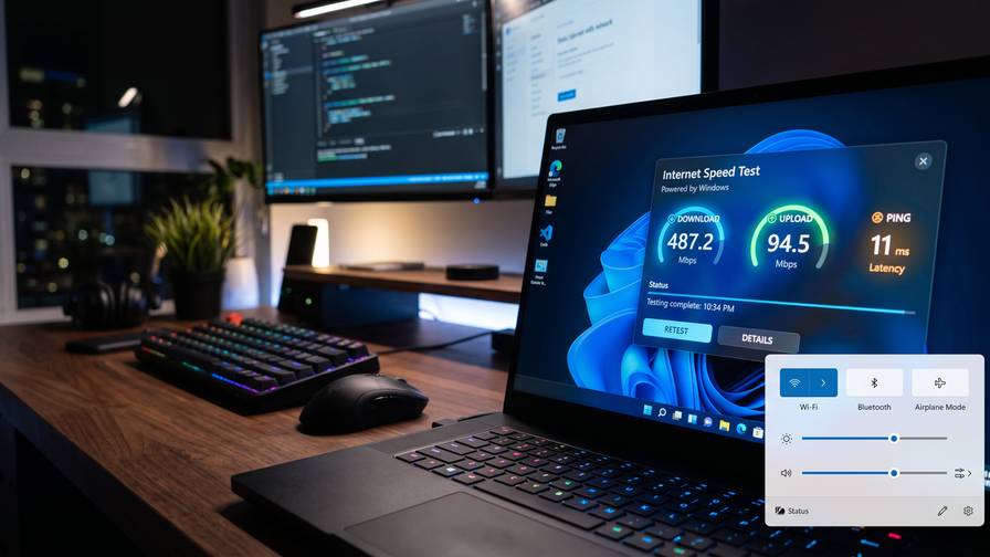 Windows 11 gets a speed test in Quick Settings, no more Bing