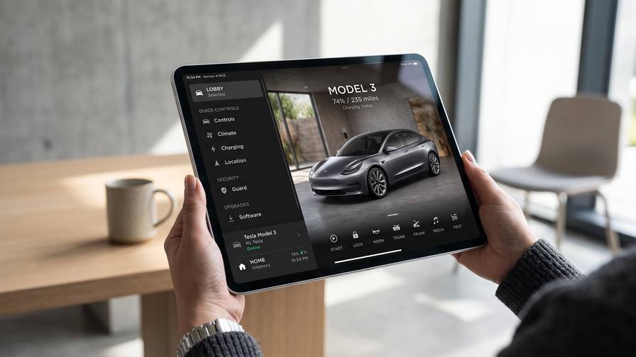 Tesla's App Gets a Two-Column Layout for iPad and iPhone Duo